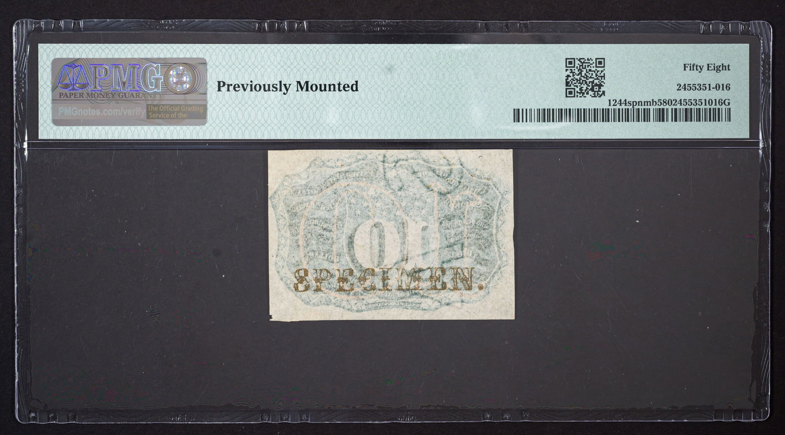 PMG-58 10 Cent Fractional Specimen - 2