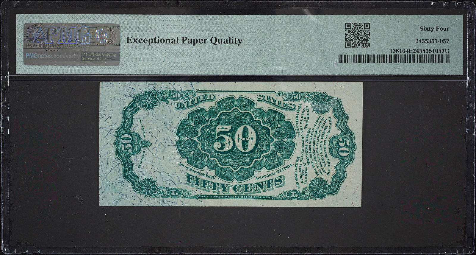 PMG-64 EPQ 50 Cents Fractional Currency - 2