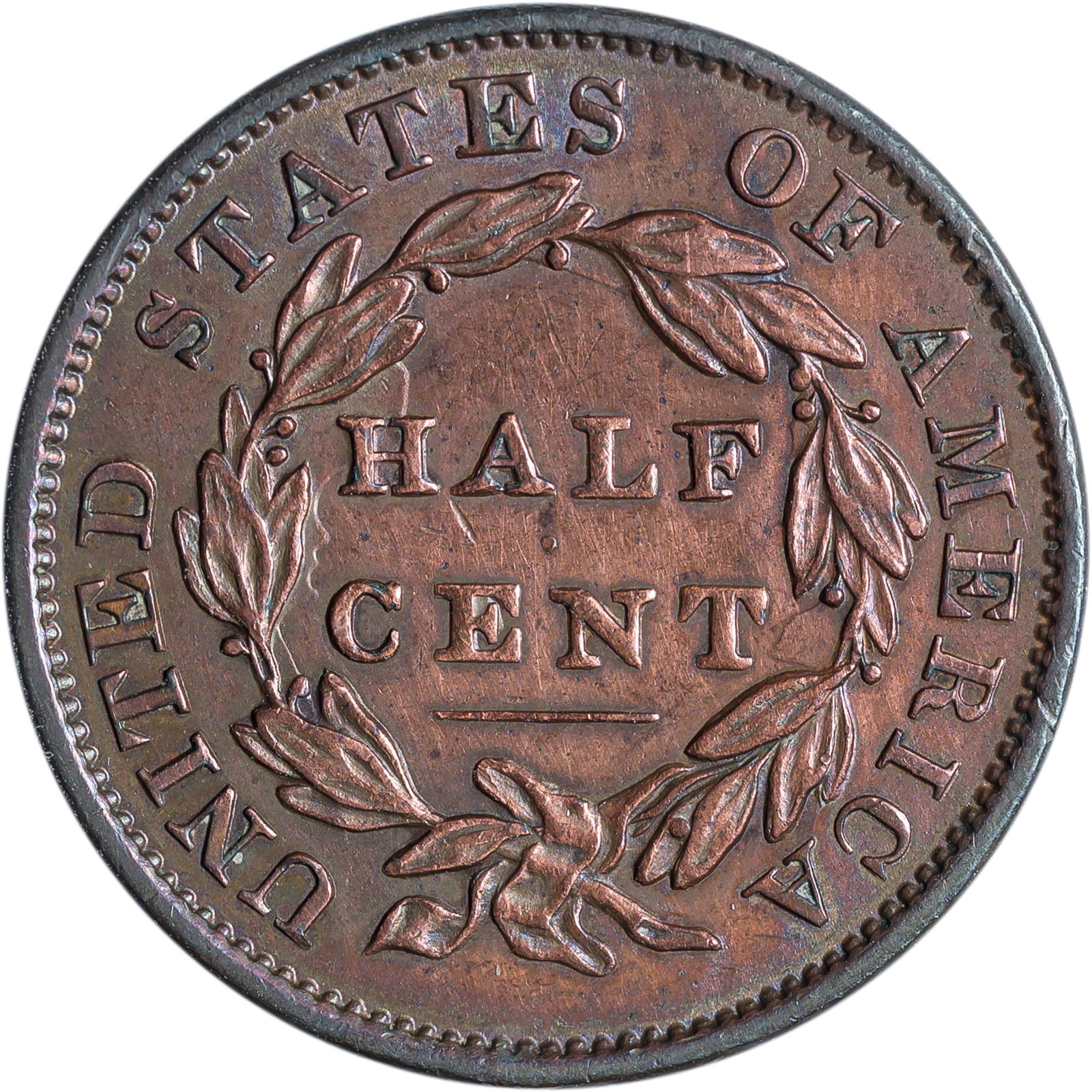 AU Details 1834 Half Cent - 2