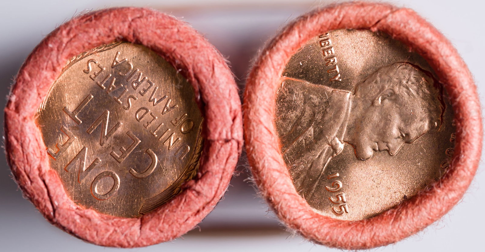 1955 & 1955-D Original Bank Wrapped Lincoln Rolls - 2