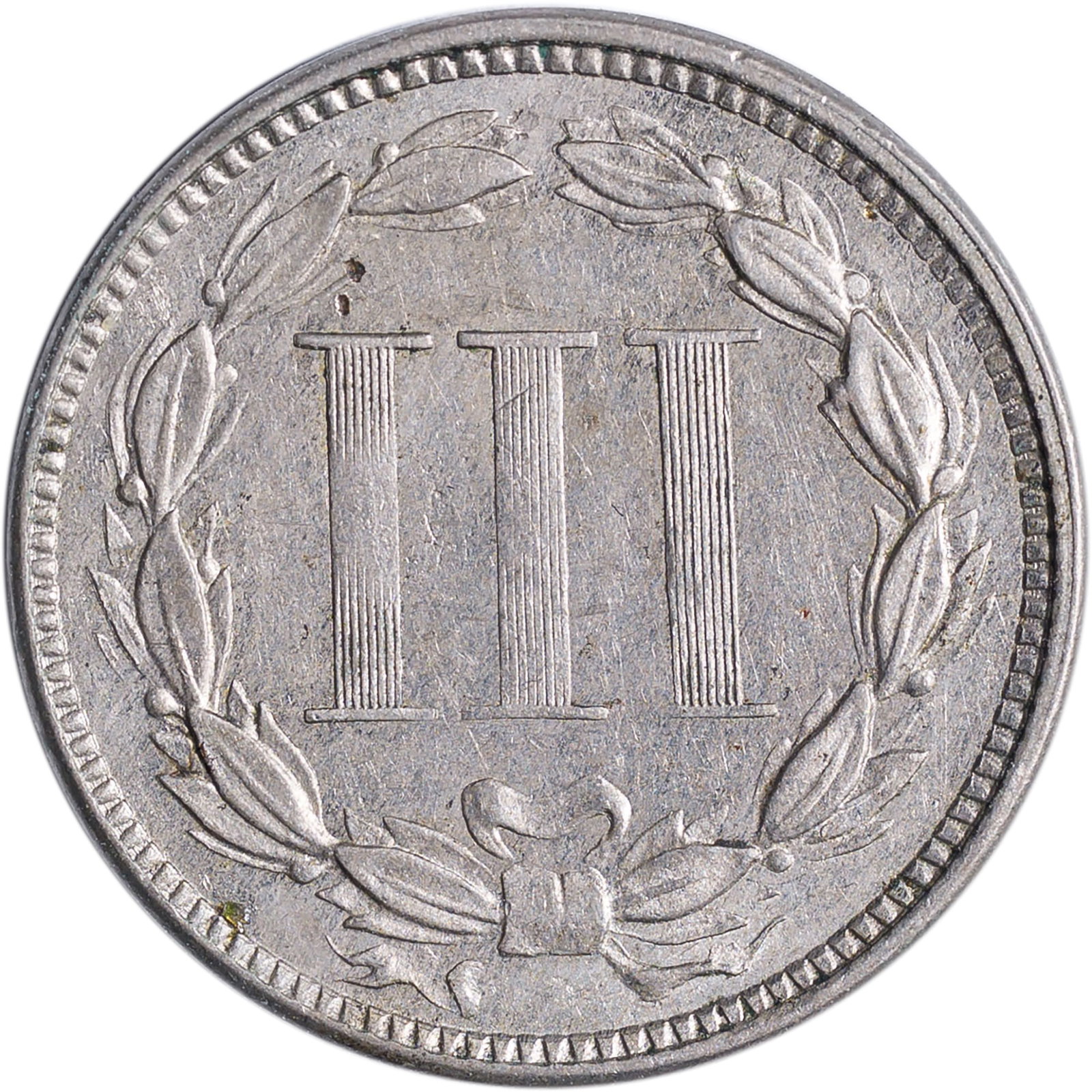 AU-58 Slider 1867 Nickel Three-Cents - 2