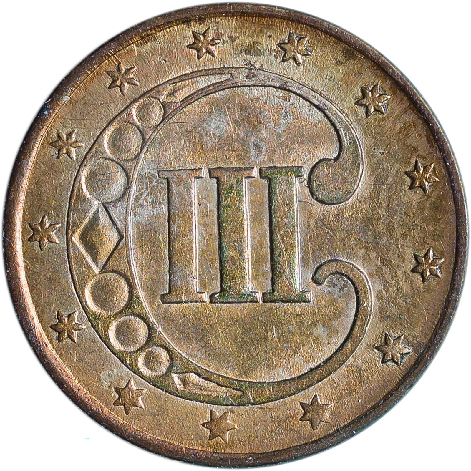 BU-60 1852 Silver Three-Cents - 2