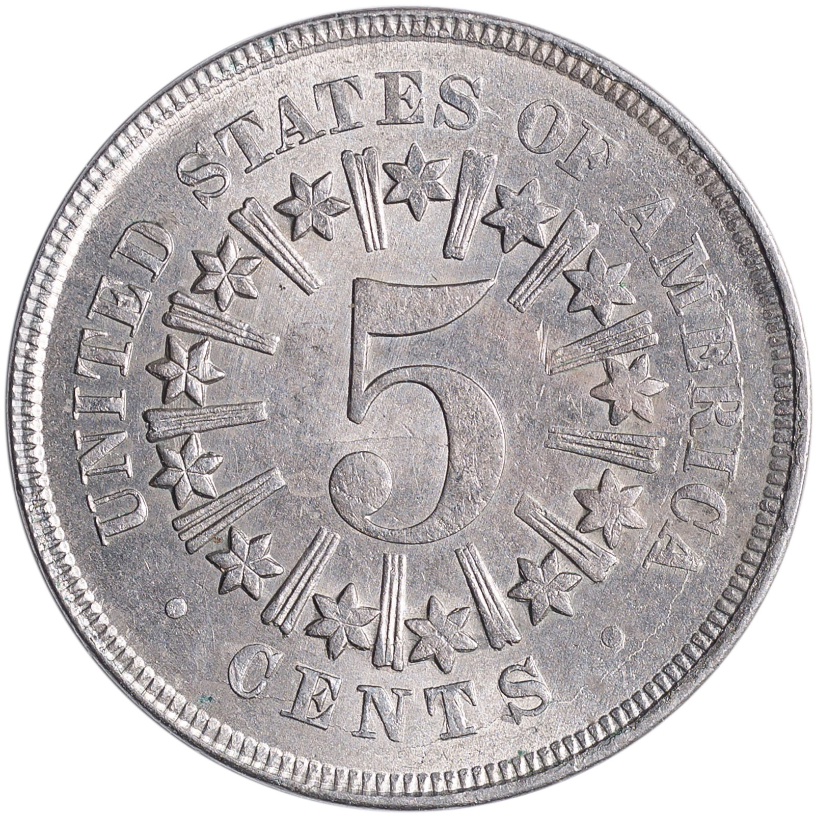 AU-50 1866 Rays Shield Nickel - 2