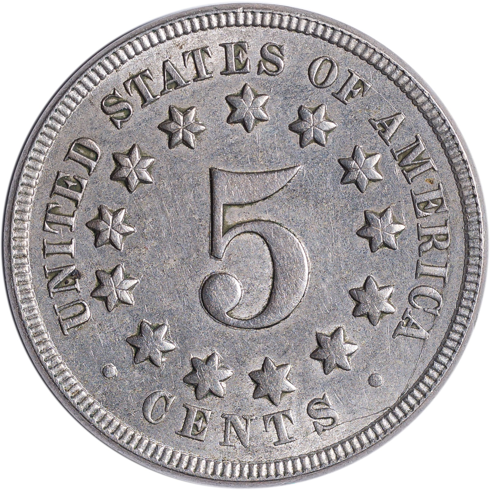 AU-50+ 1869 Shield Nickel - 2