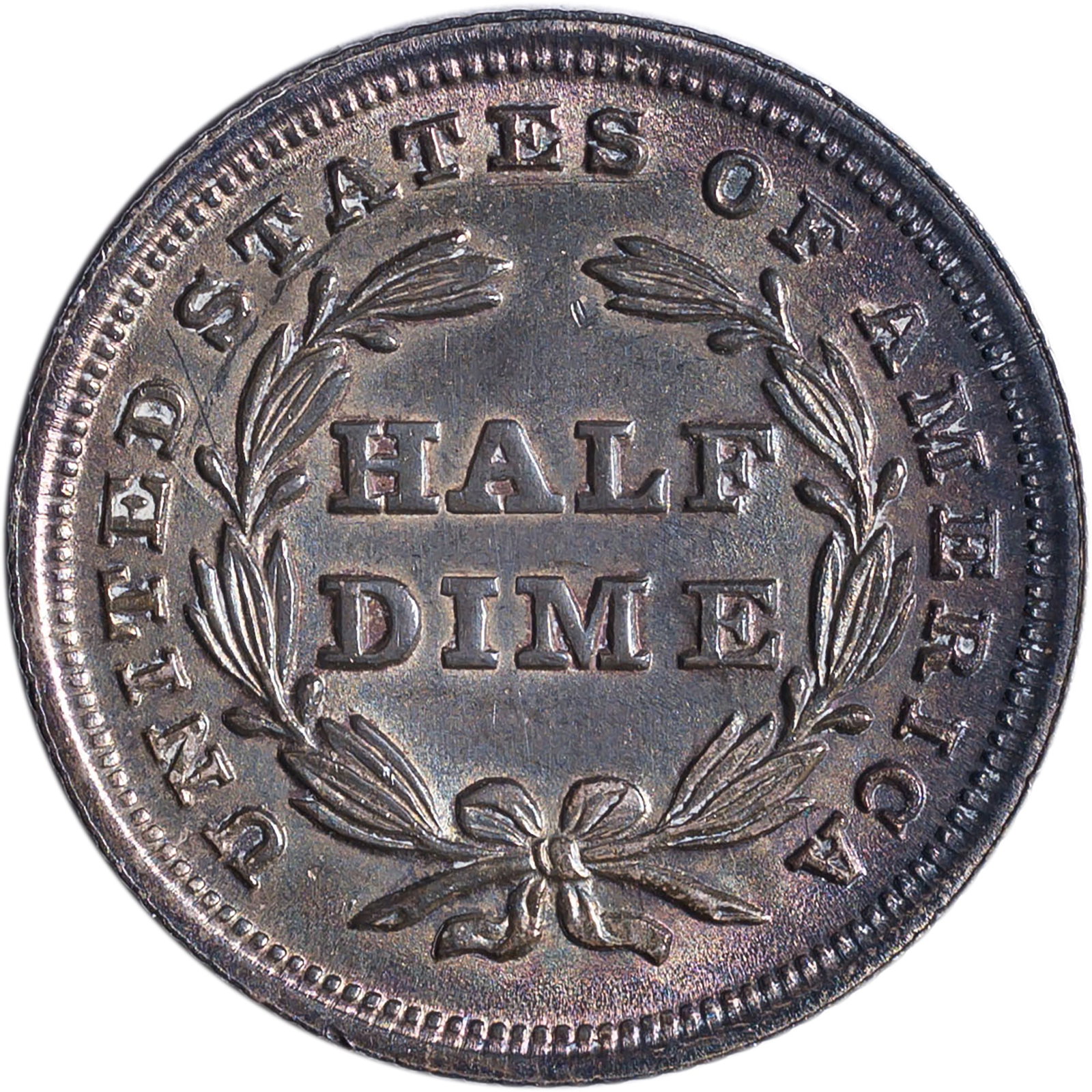 MS-62 Colorful 1838 Small Stars Half Dime - 2