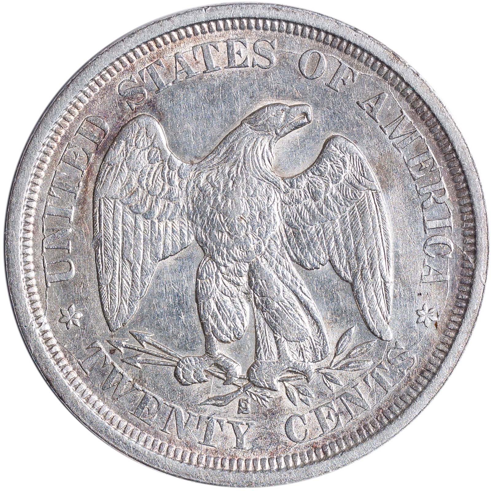 AU Details 1875-S 20-Cents - 2