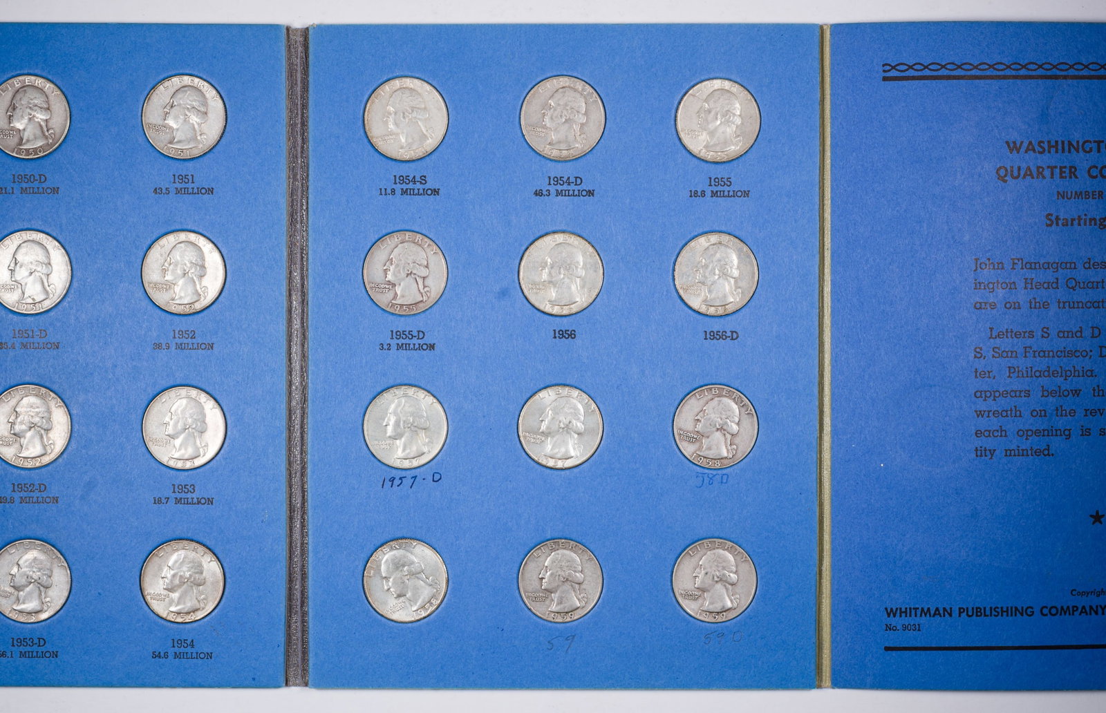 Partial 1946-59 Washington Quarter Set - 2