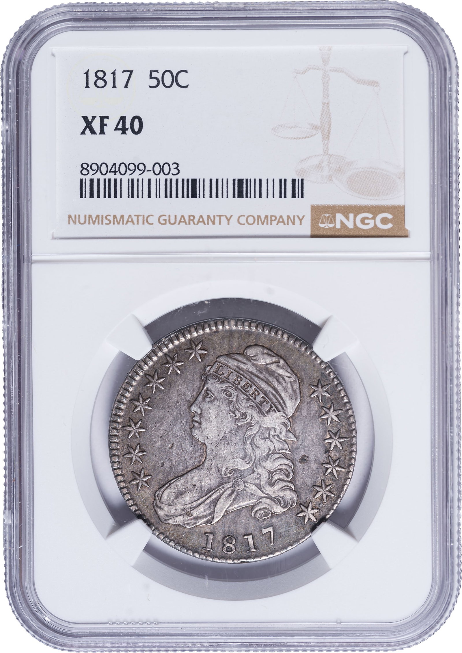 NGC EF-40 1817 Bust Half Dollar: A nice orignal example.