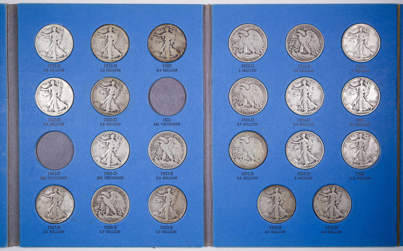 Near Complete 1916-36 Walking Liberty Half Set - 2