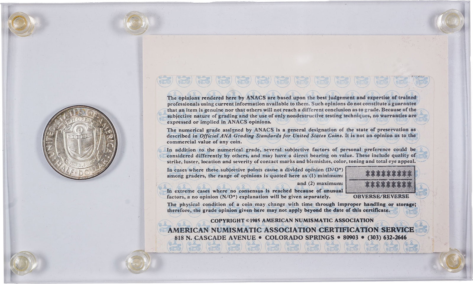 ANACS MS-65 1936-D Rhode Island Half Dollar - 2