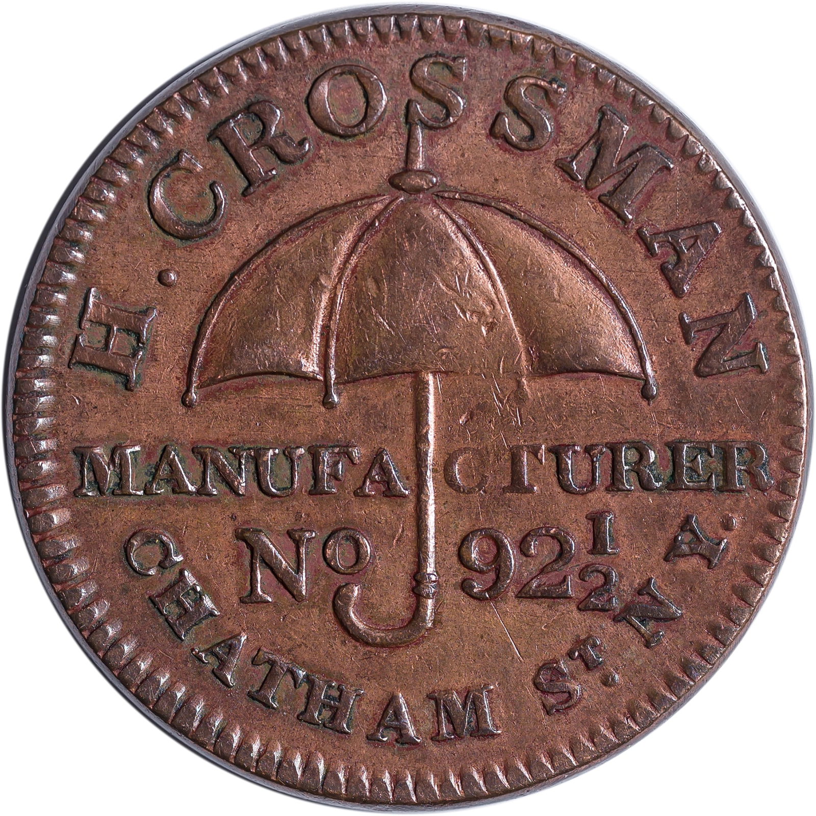 EF Details 1837 H. Crossman Hard Times Token - 2