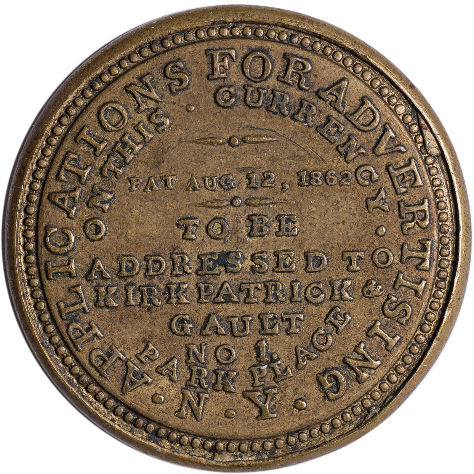 Encased Postage. EF 1862 Kirkpatrick Five-Cents - 2