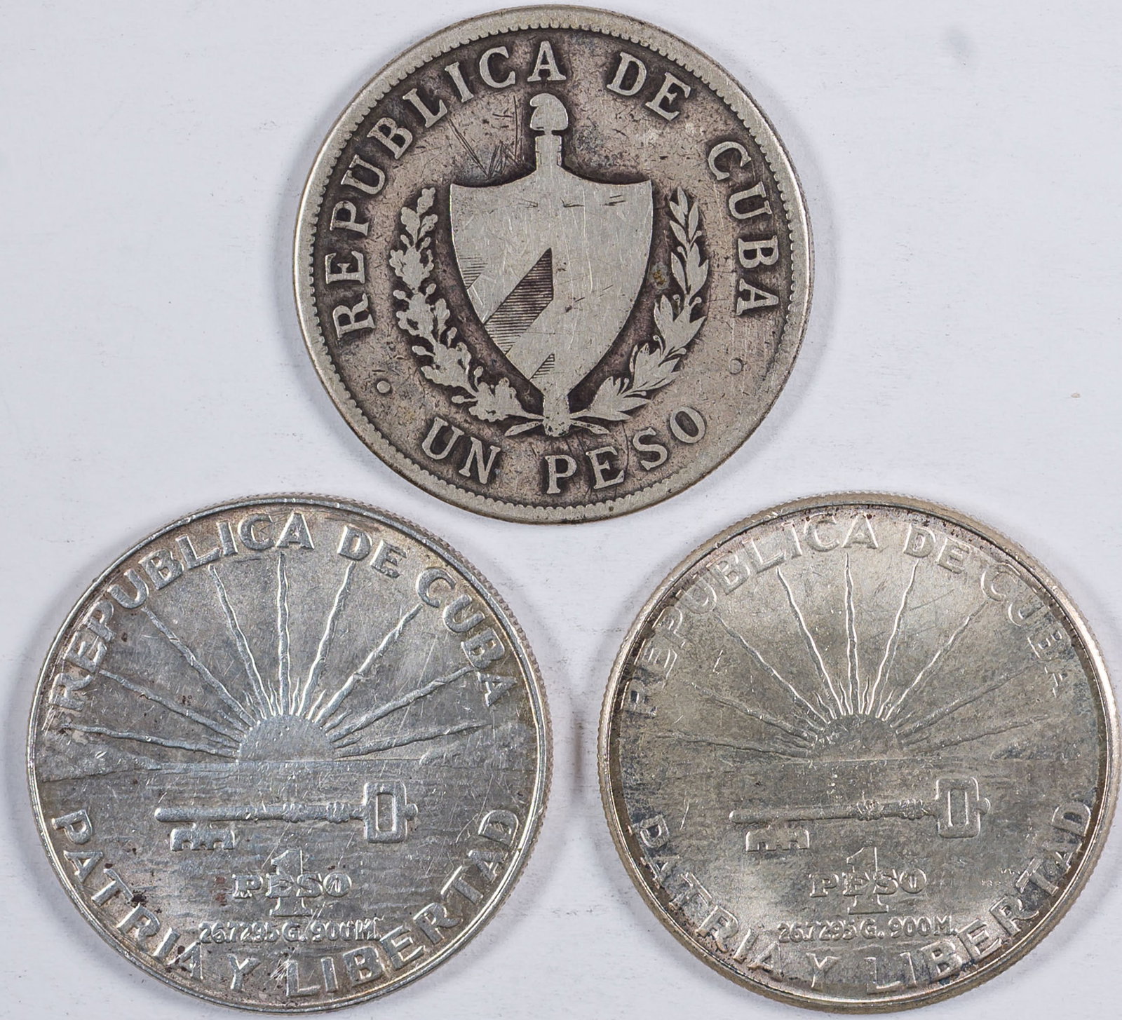 Cuba. 3 Pieces Silver Peso - 2