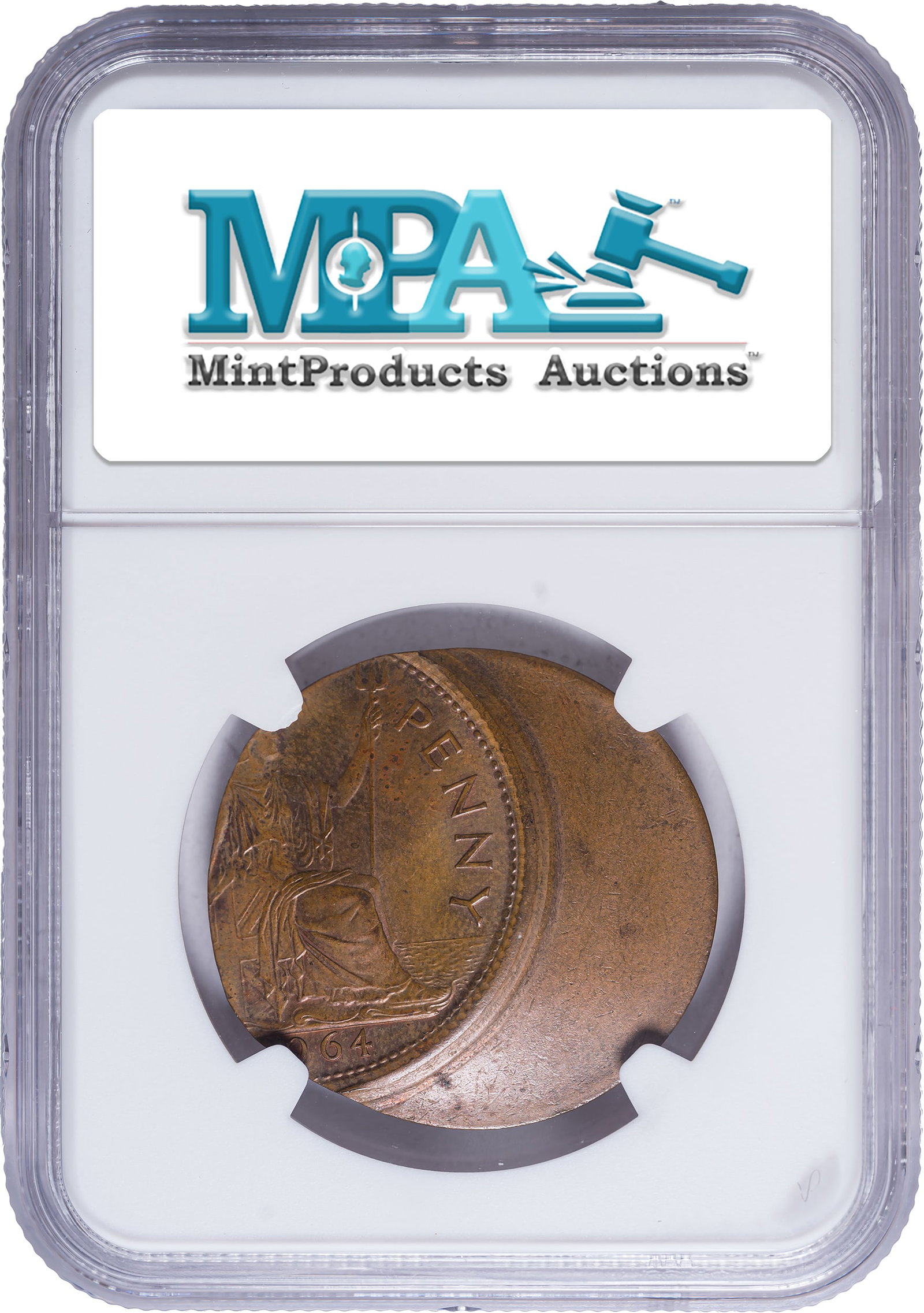 Great Britain. NGC MS-64 BN Off-Center 1964 Penny - 2