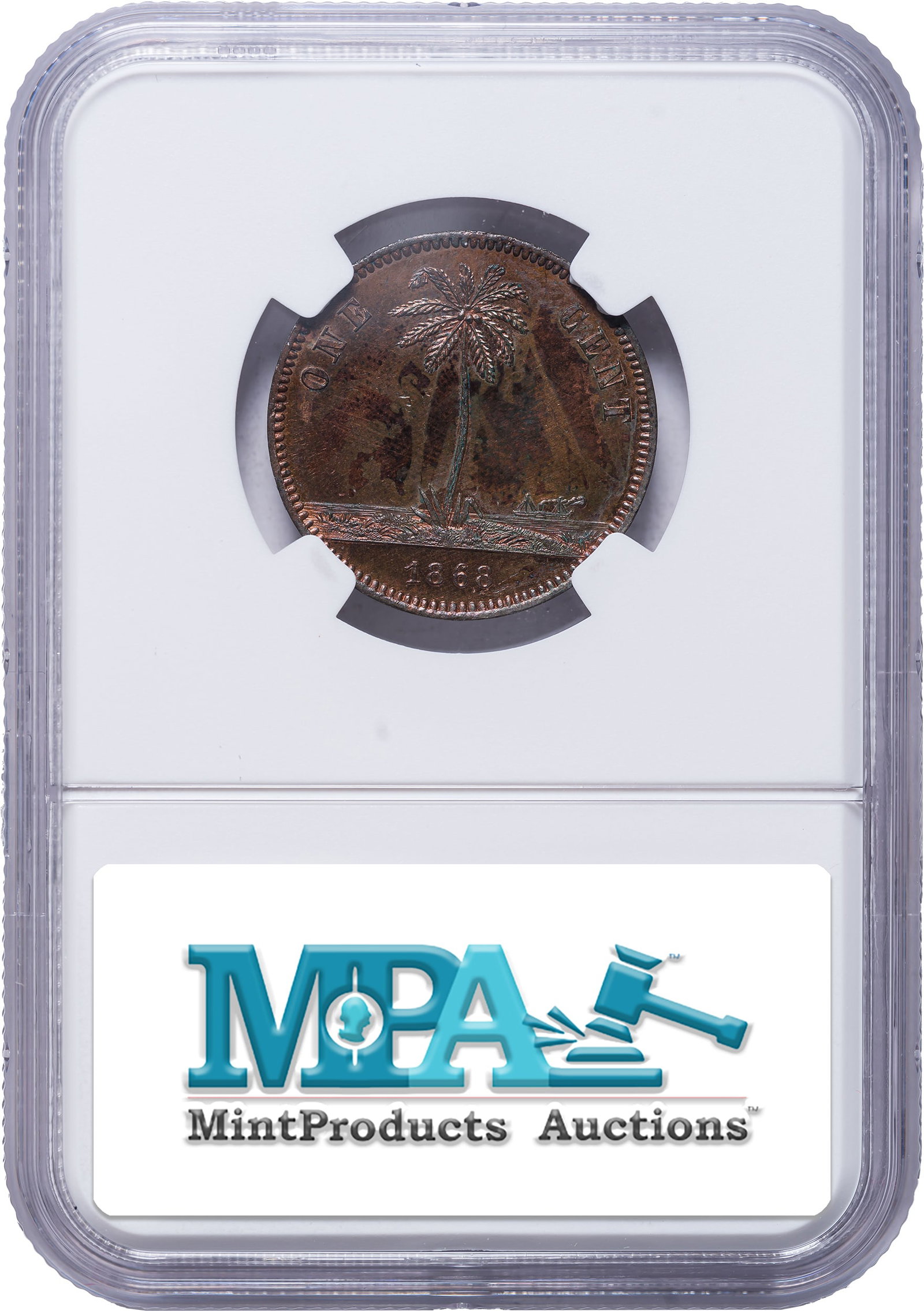 Liberia. NGC Specimen-62 BN 1868-E Cent - 2