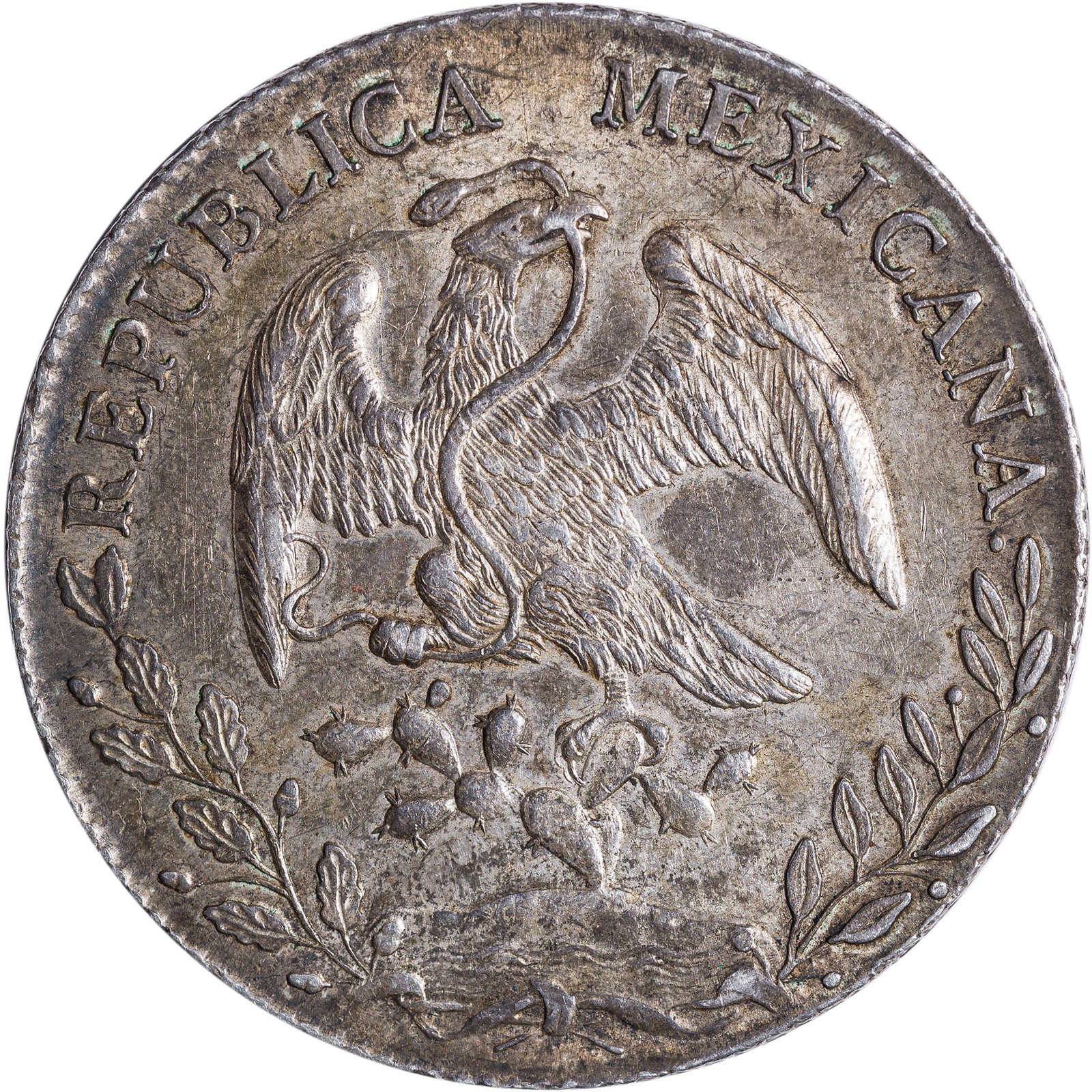 Mexico. AU-58 1890-JS Cap & Rays 8 Reales - 2