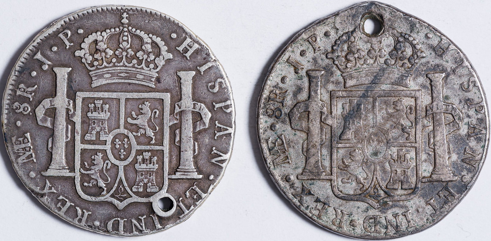 Peru. Pair Of Holed 8 Reales - 2