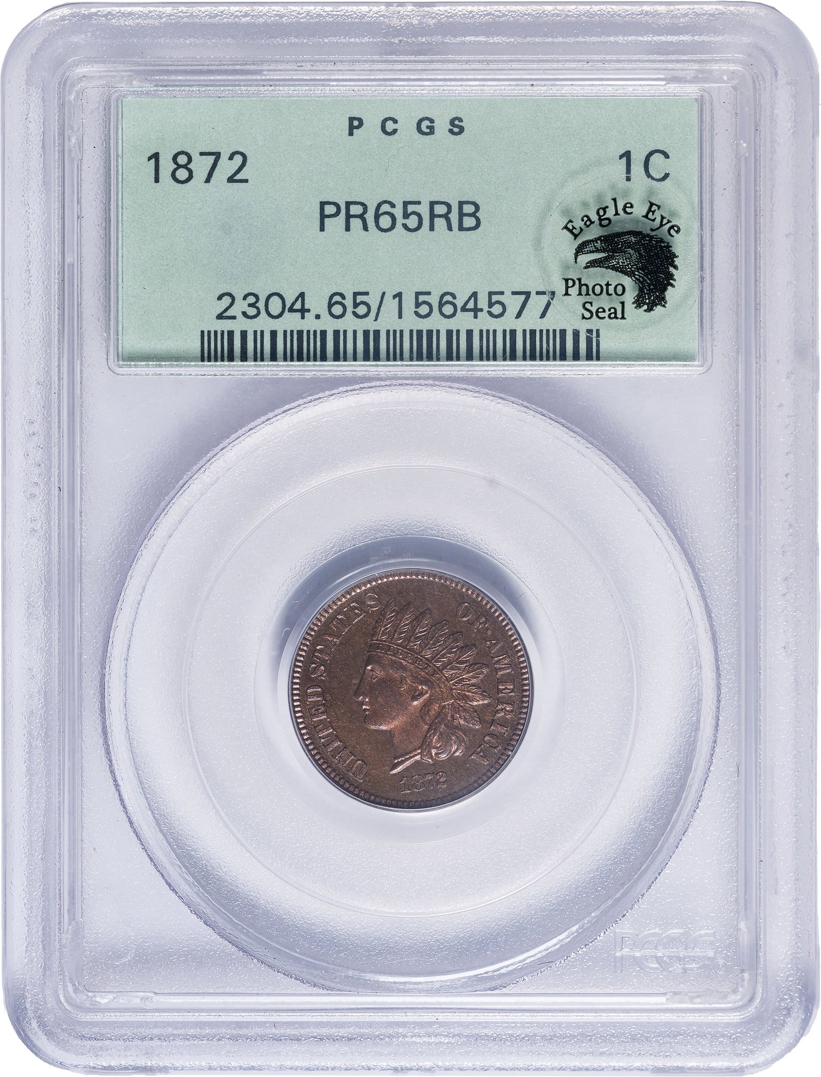 PCGS Proof-65 RB 1872 Indian Cent (1 of 2)