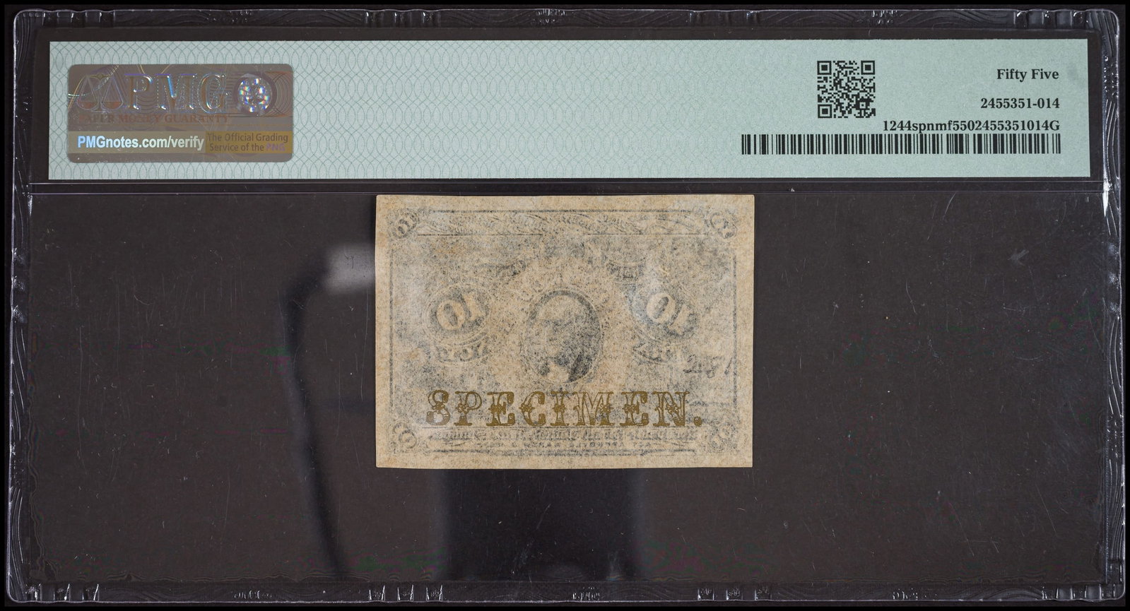 PMG AU-55 1863 Fractional 10 Cents Specimen - 2