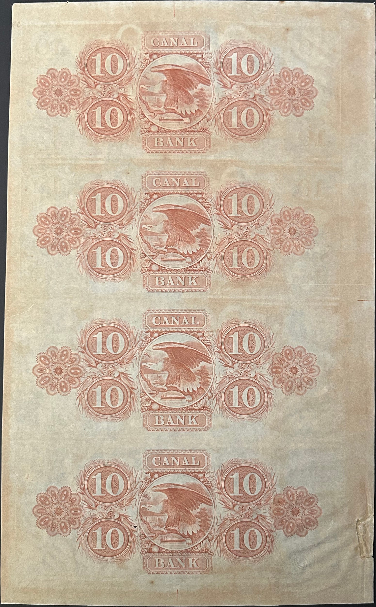 1800's New Orleans LA Uncut Obsolete 4 Note Sheet - 2