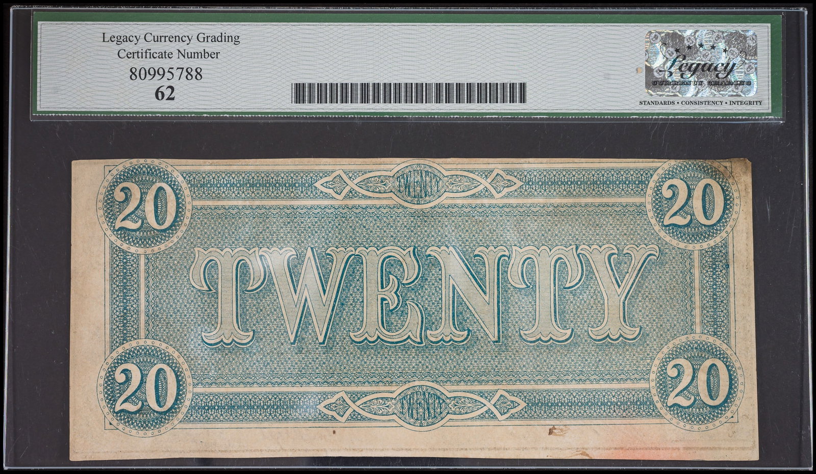 Legacy Crisp UNC-62 1864 Confederate $20 - 2