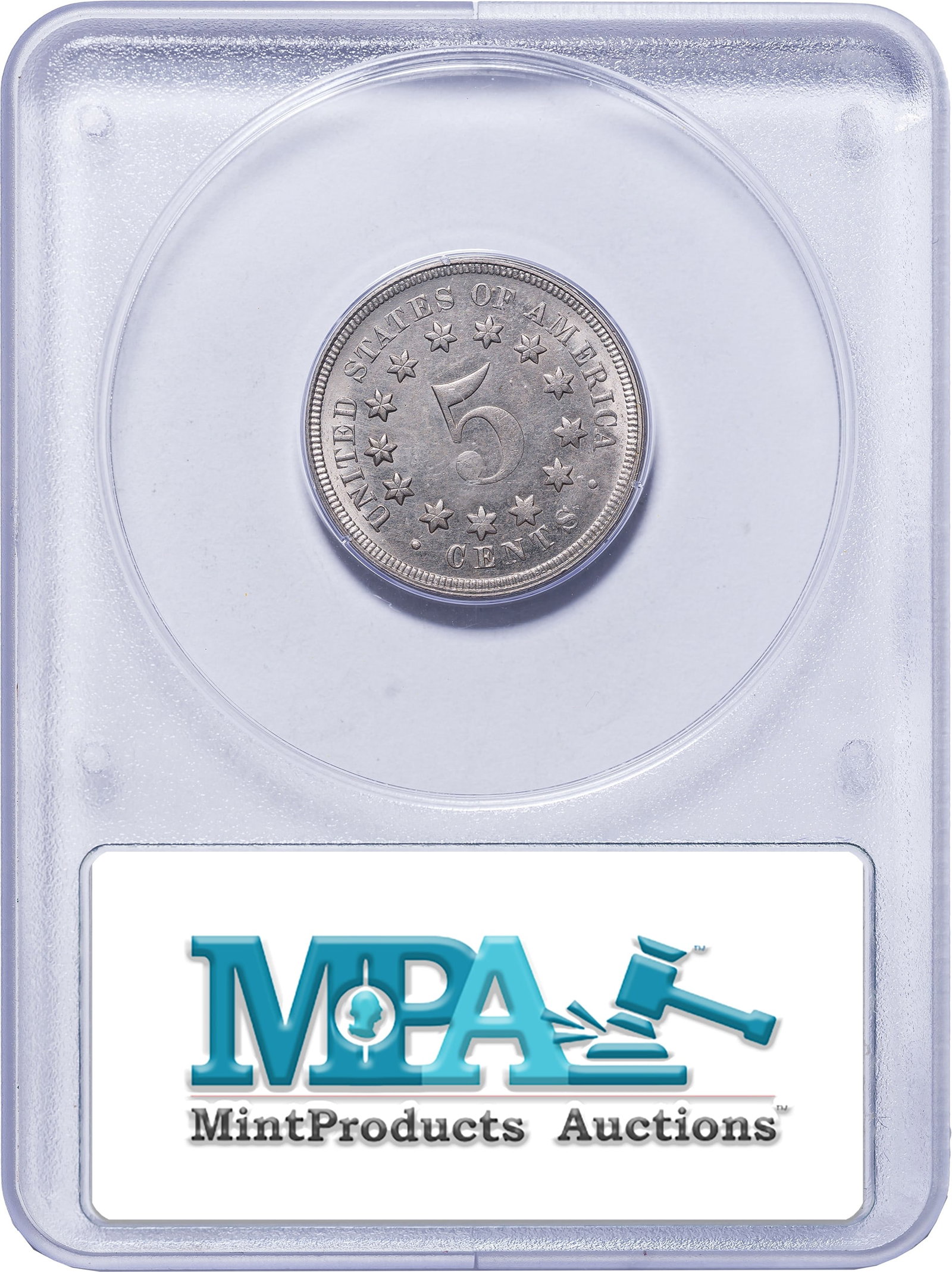 PCGS MS-64 1867 No Rays Shield Nickel - 2