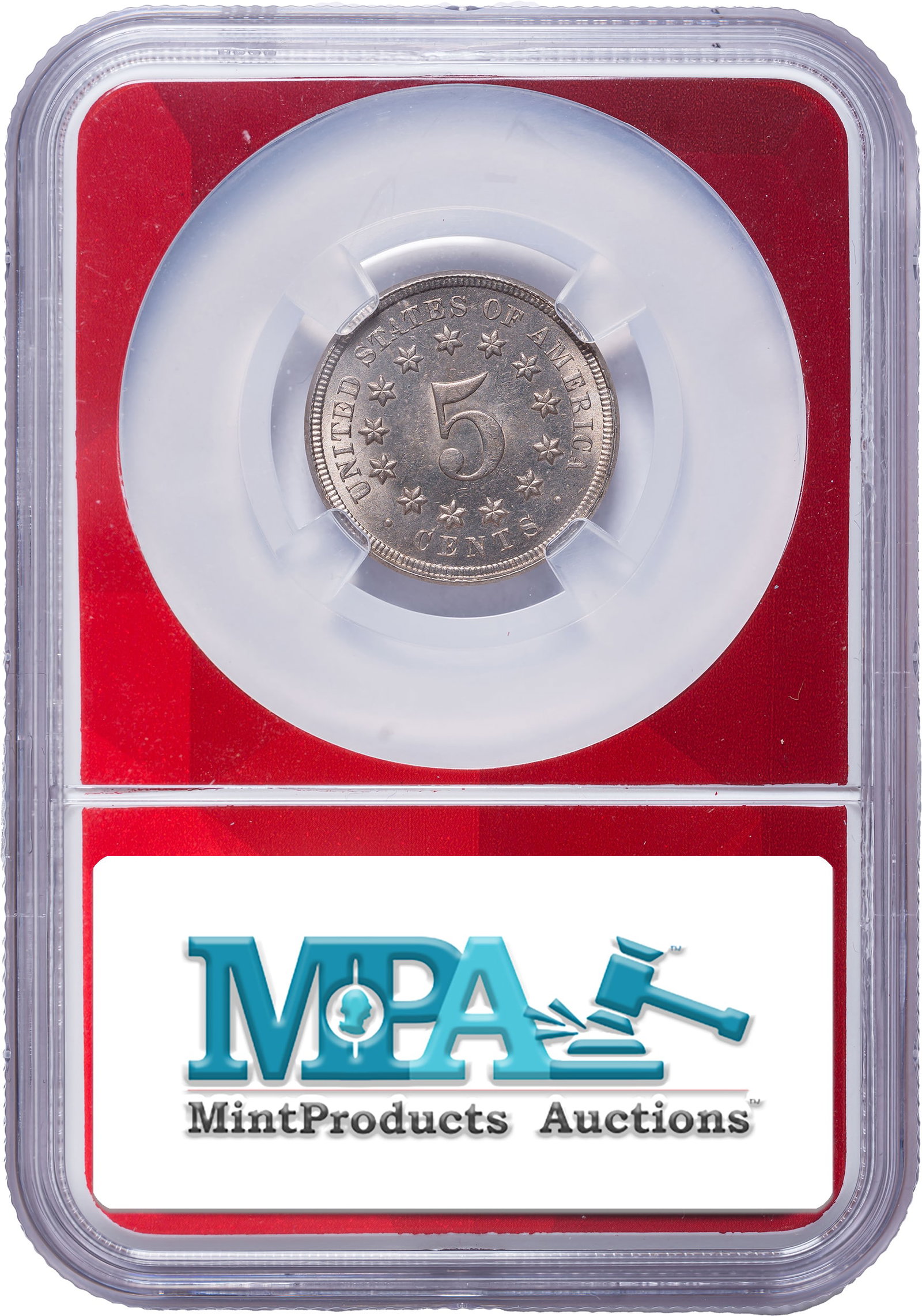 NGC MS-65 1867 No Rays Shield Nickel - 2