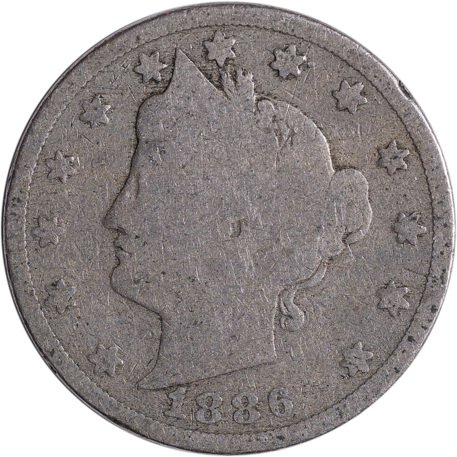 G-4 1886 Liberty Nickel: One of the keys to the series.