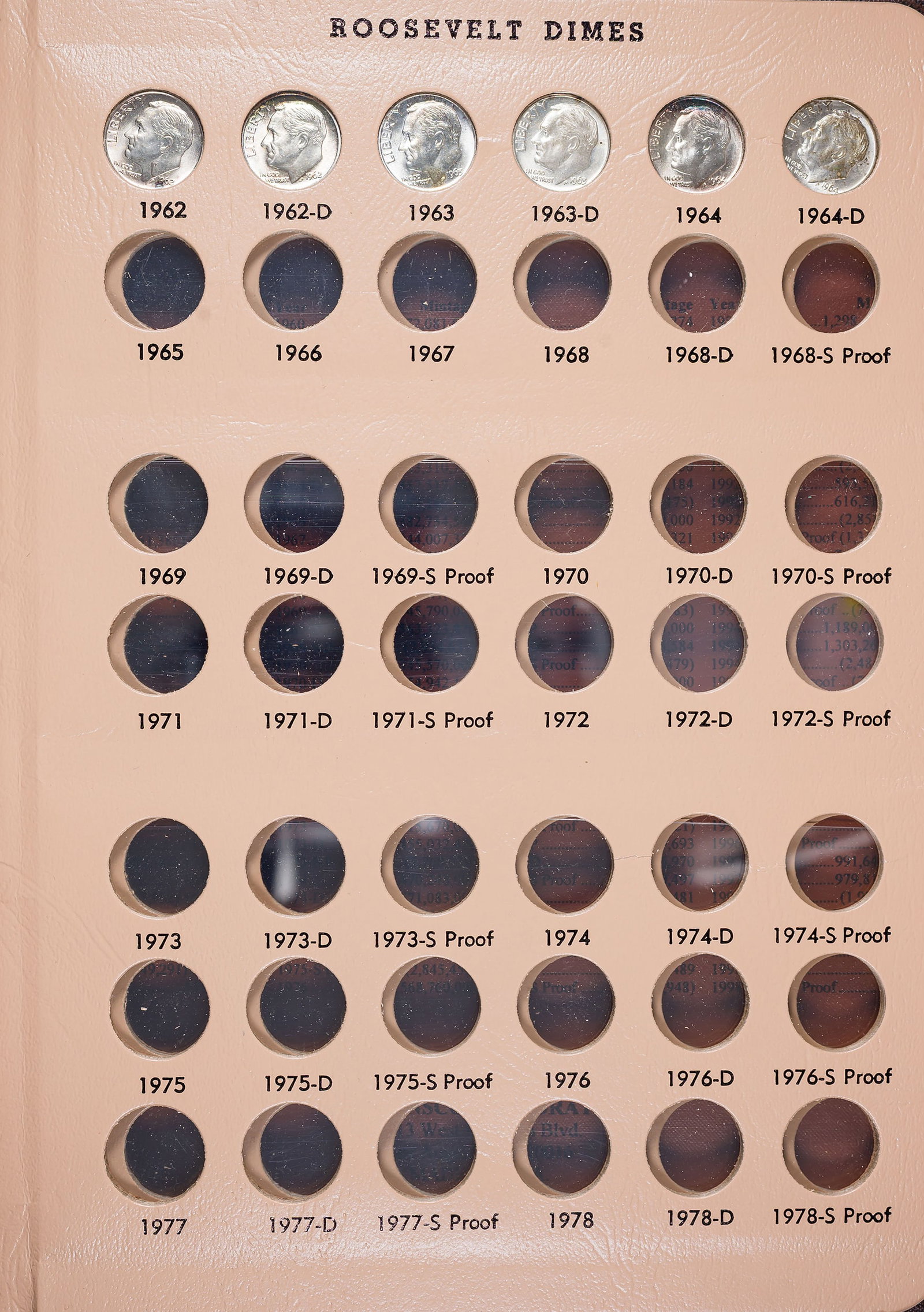 Complete BU 1946-64 Roosevelt Dime Set - 2