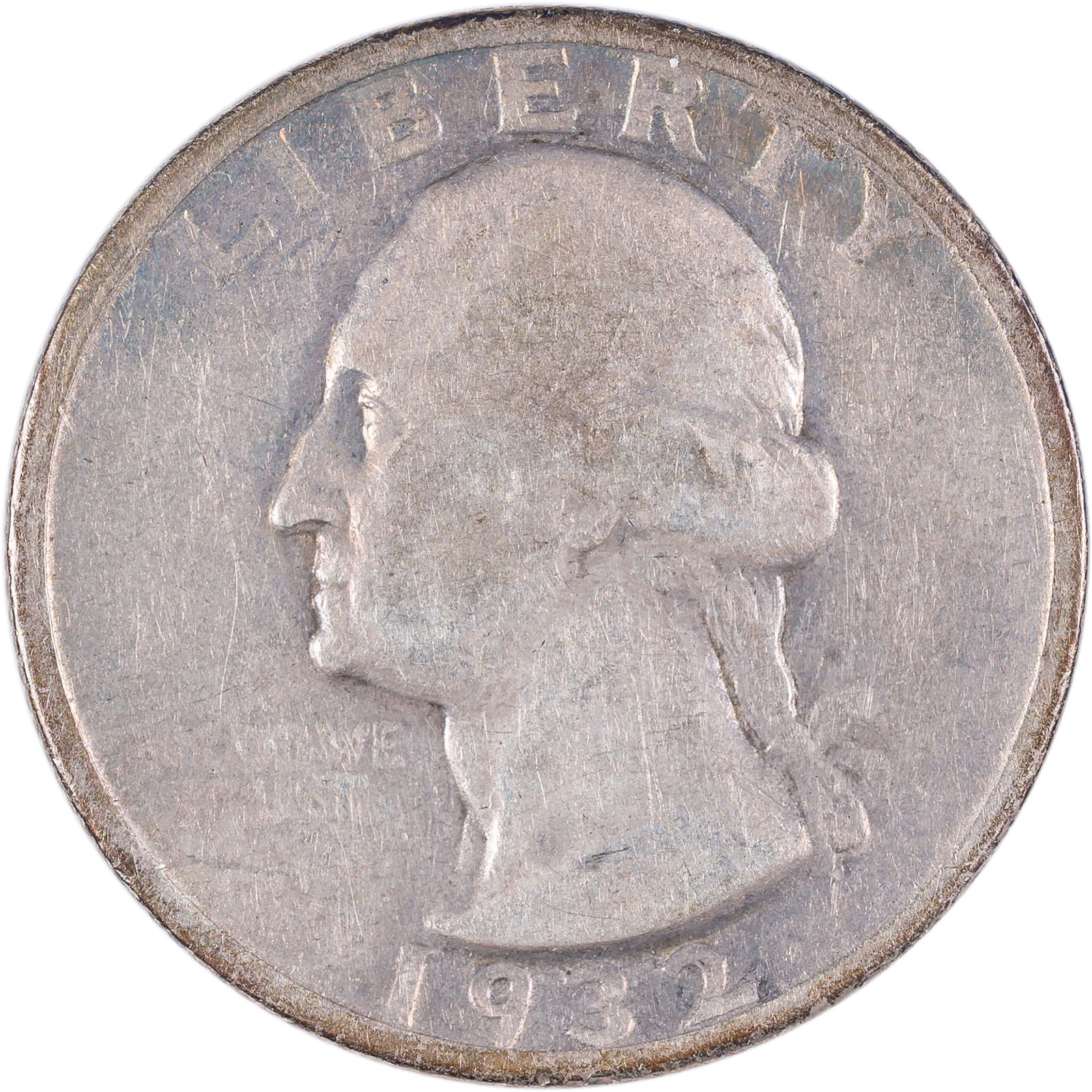 Fine-12 1932-S Washington Quarter: A lovely mark-free golden-gray representative example of the date and grade.