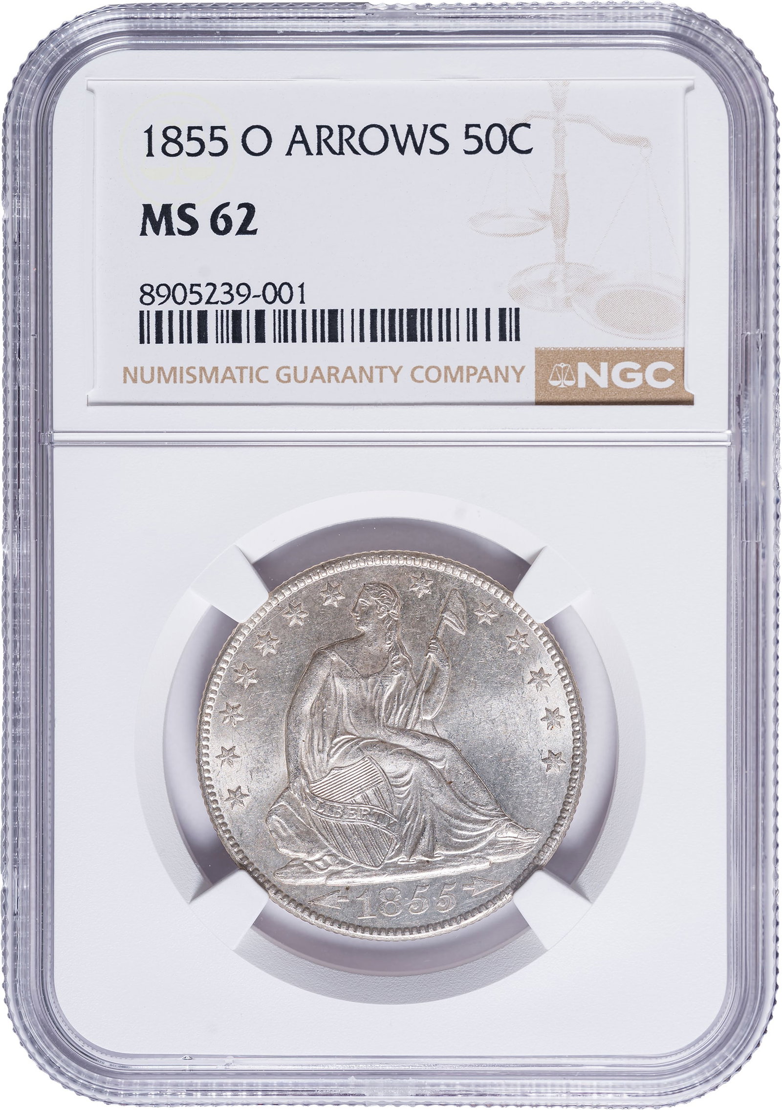 NGC MS-62 1855-O Arrows Half Dollar (1 of 2)