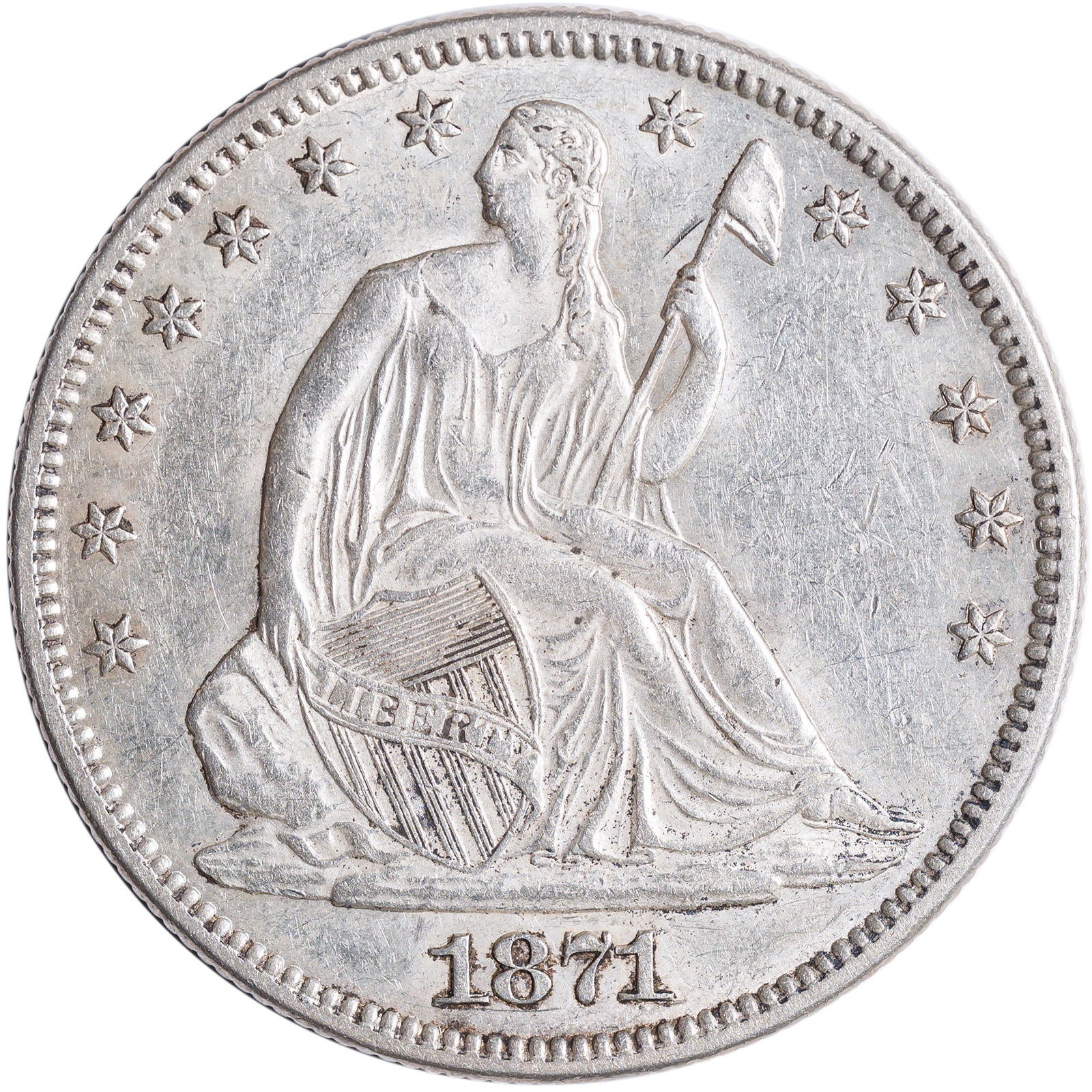AU-50+ 1871 Half Dollar (1 of 2)