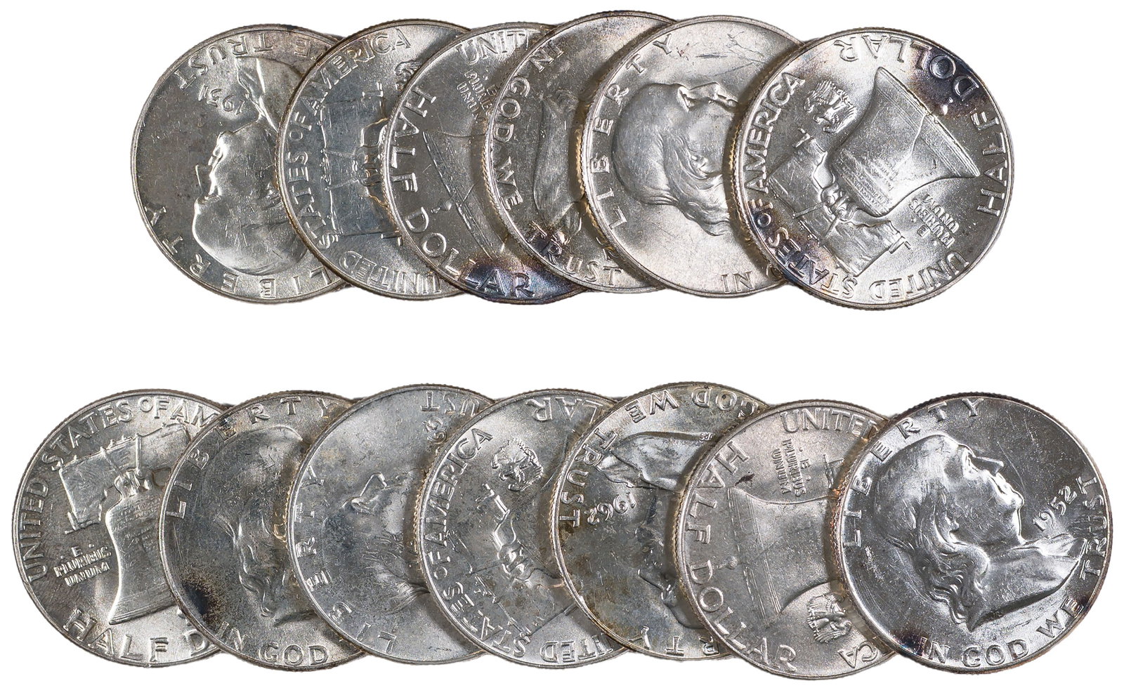 Baker's Dozen Unc Franklin Half Dollars (1 of 1)