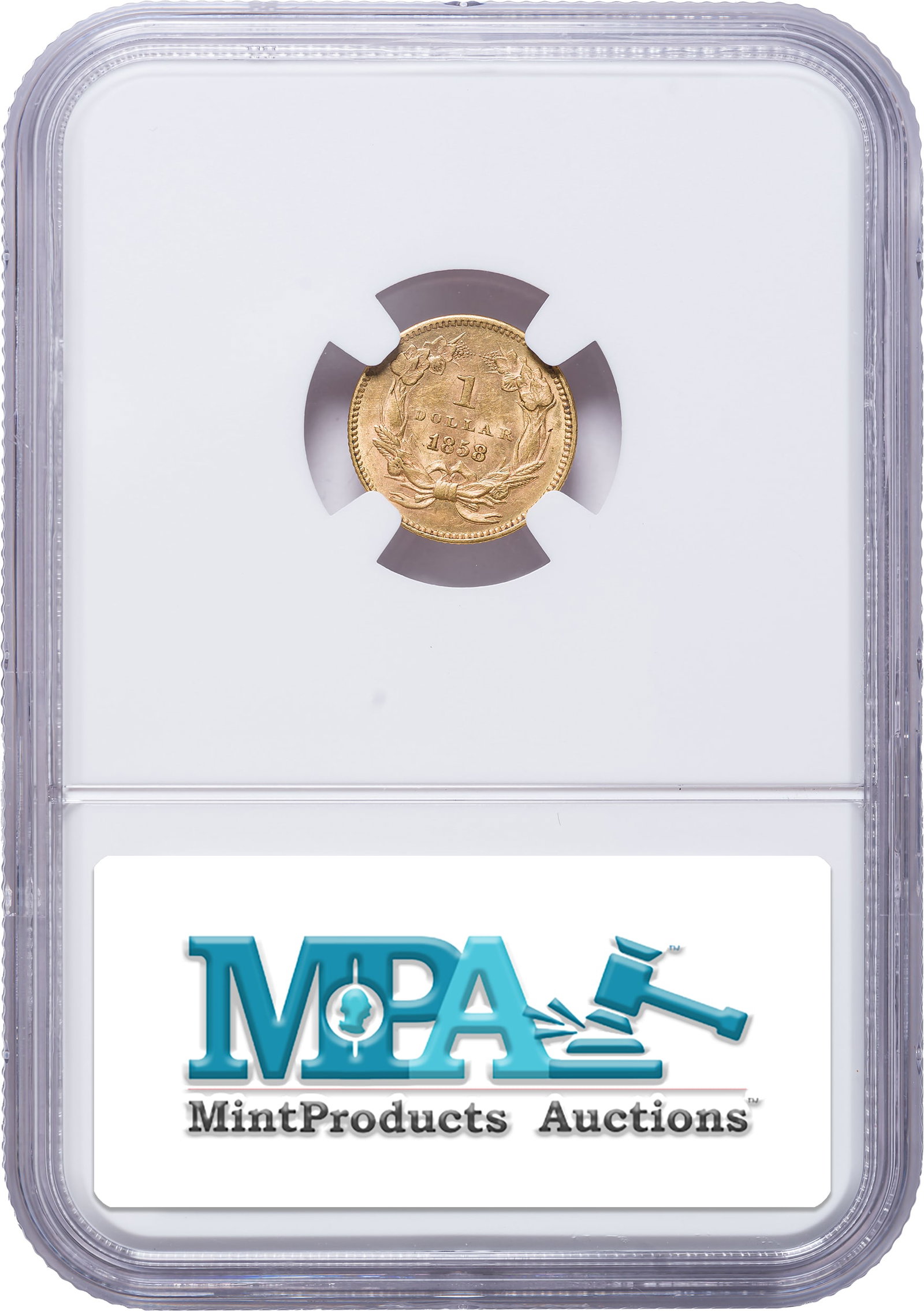 NGC MS-62 1858 $1 Gold - 2