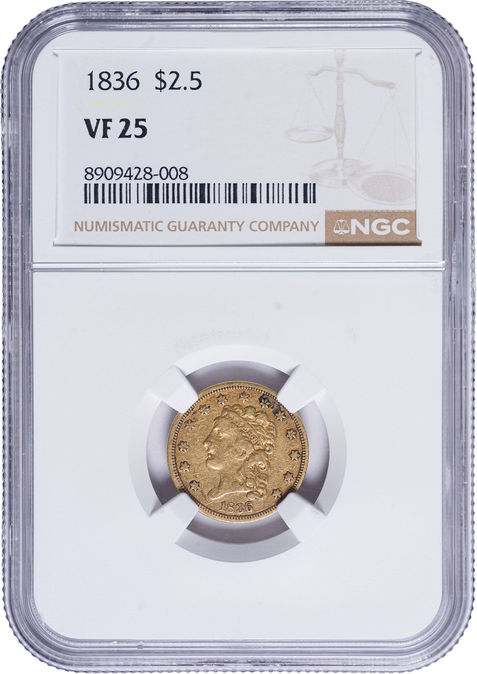 NGC VF-25 1836 Classic Head $2.50 Gold (1 of 2)