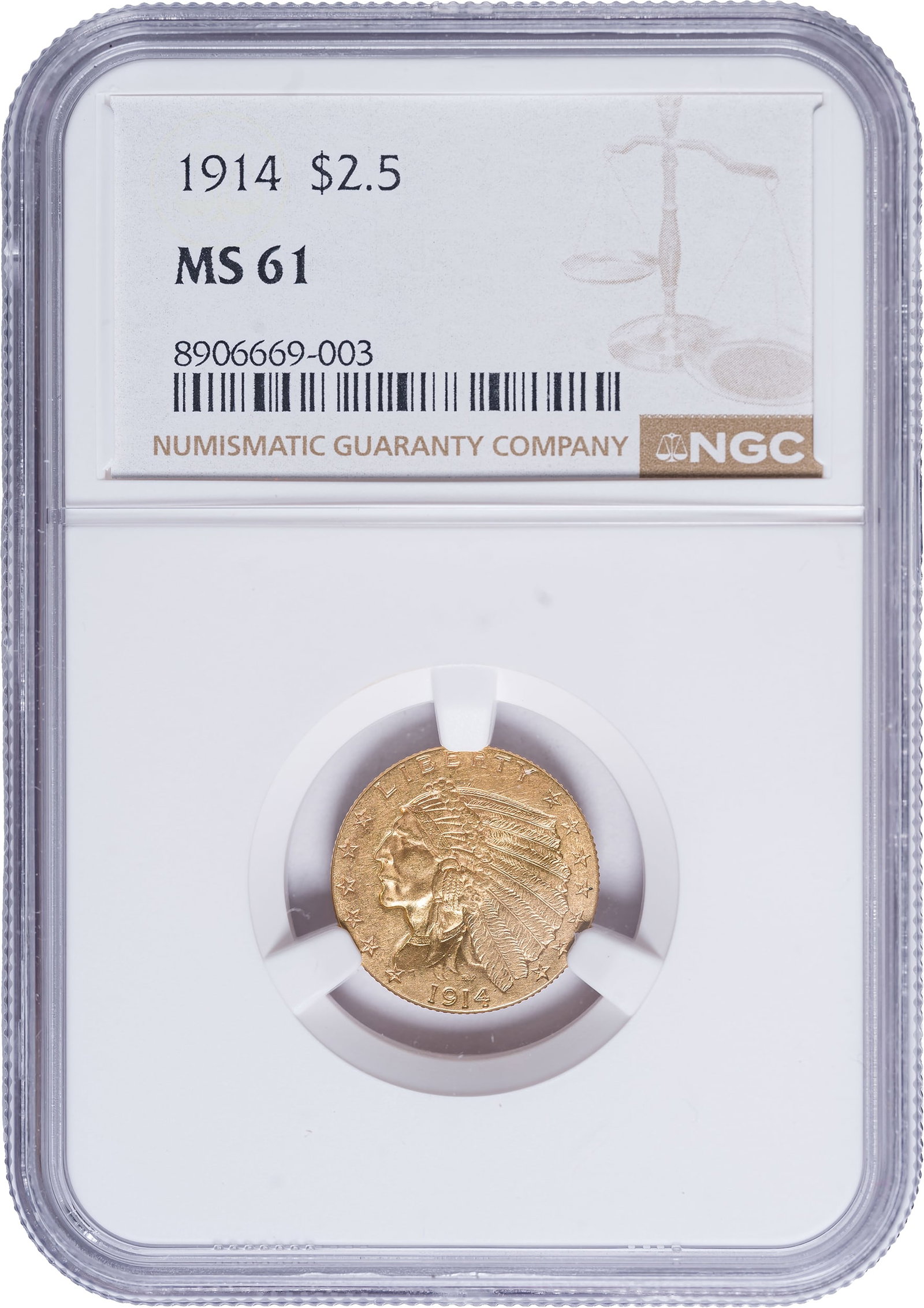 NGC MS-61 1914 $2.50 Gold (1 of 2)