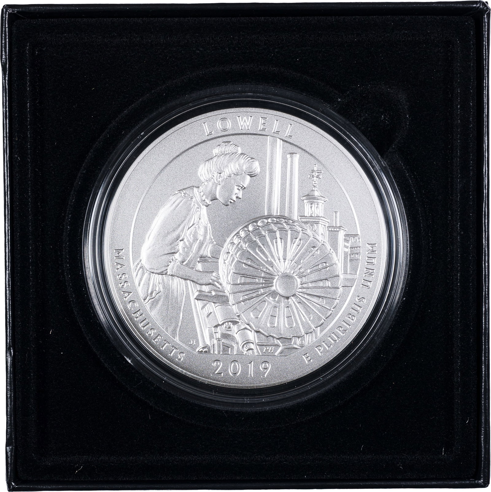 Gem 2019 5 Oz Lowell National Park MA: Burnished finished and still housed in OGP.