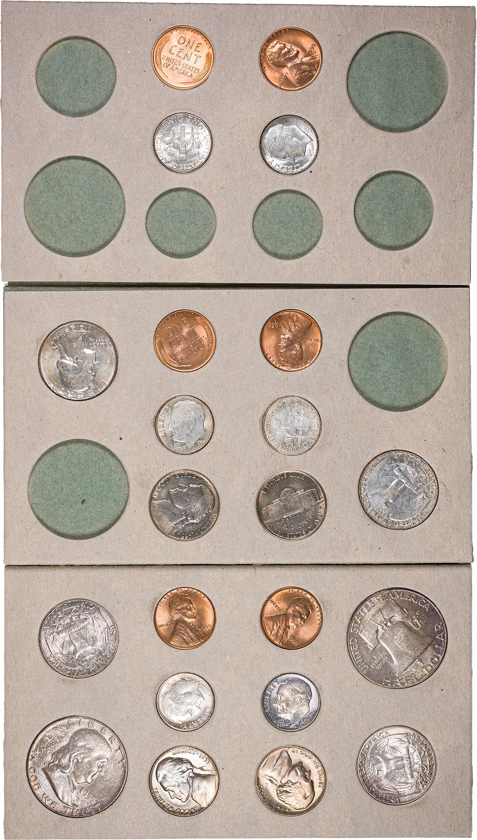 Gem Original 1955 Mint Set: An original double mint set still housed in all its original packaging including the outer mailing envelope.
