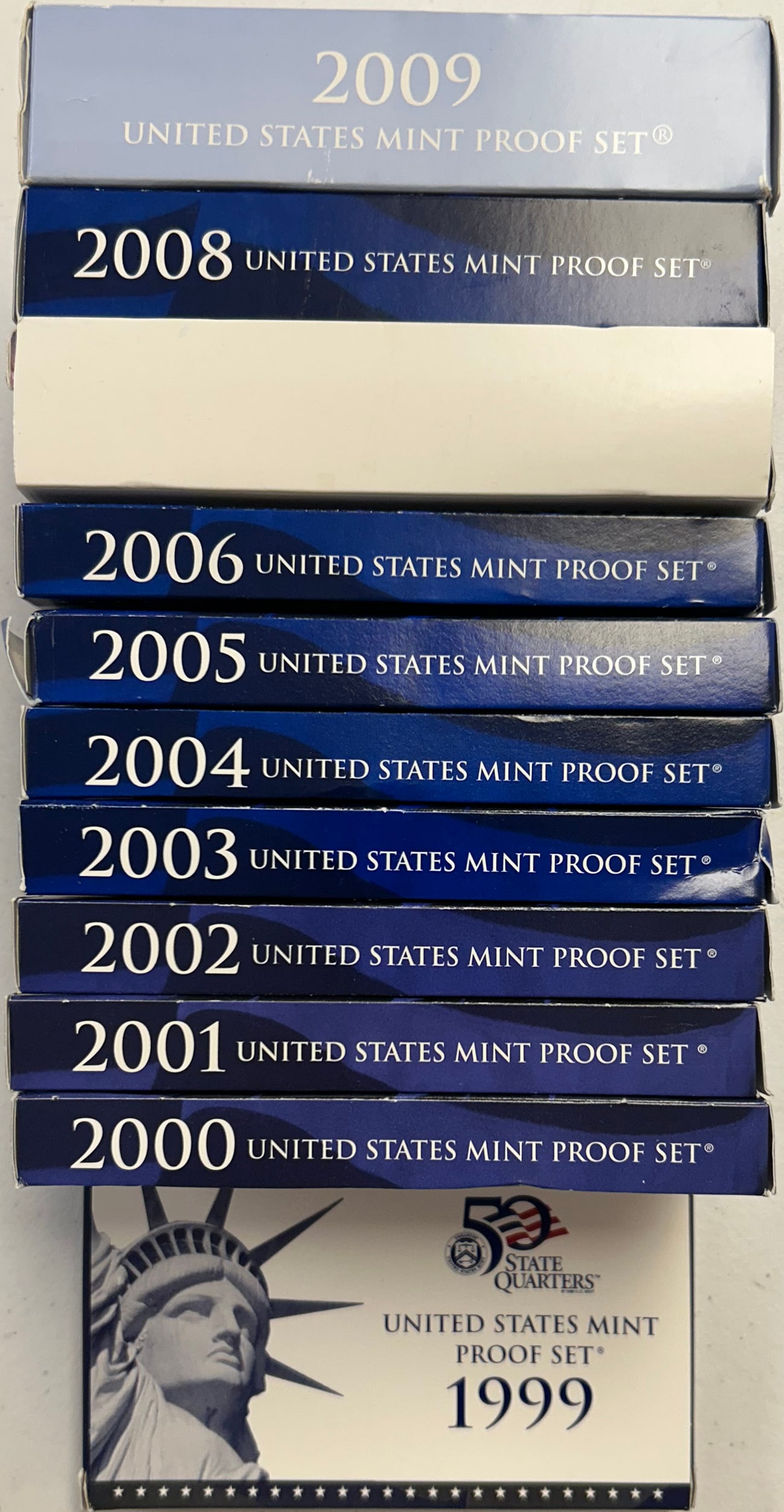 1999-2009 Proof Set Run: All are housed in OGP. (Total: 11 pcs)