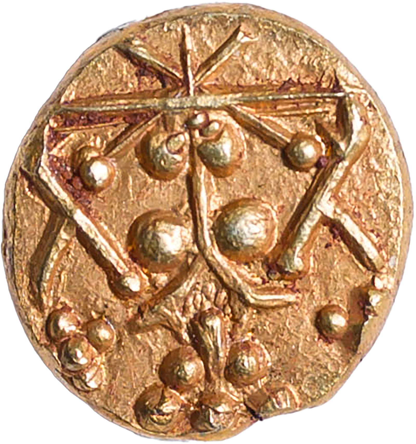 India. AU-50 Gold Fanam: (1638-1812) Mysore. Kanthirava Type. Bright olive-gold.