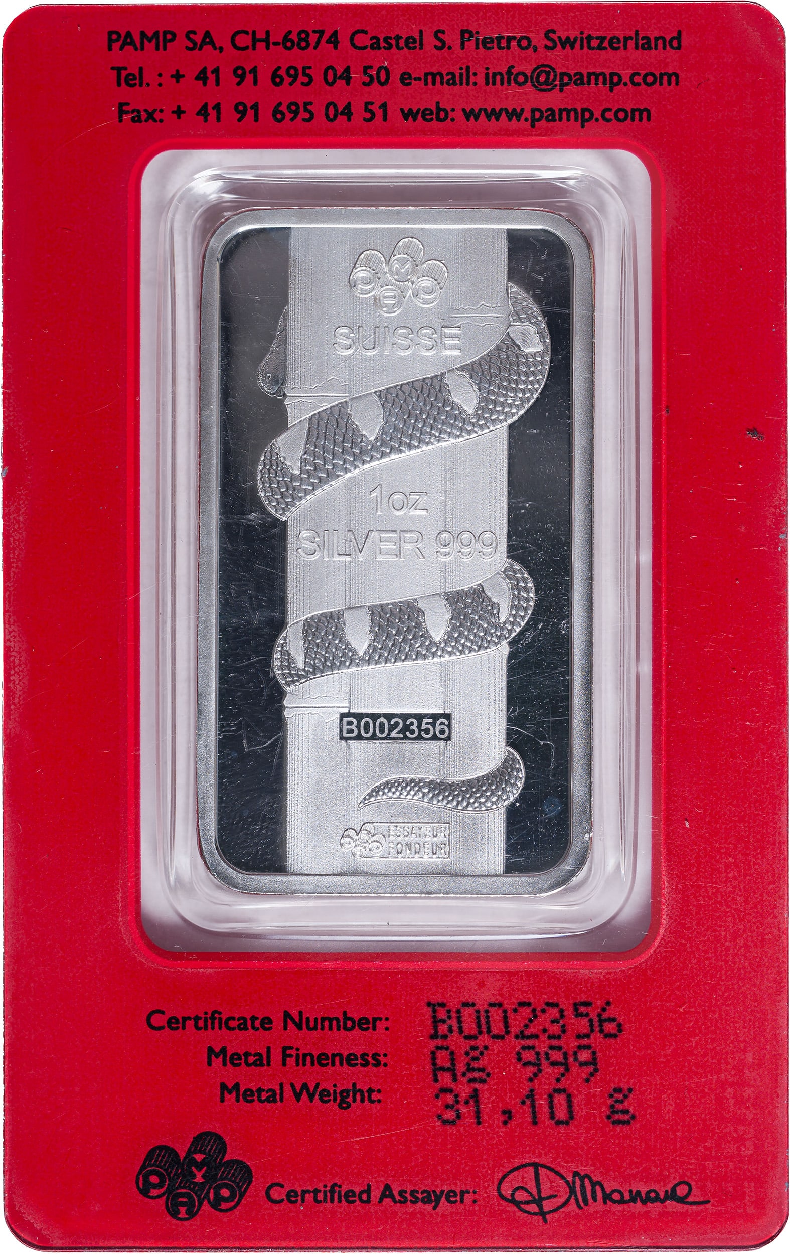 2013 PAMP 1oz Lunar Calendar Silver Bar - 2