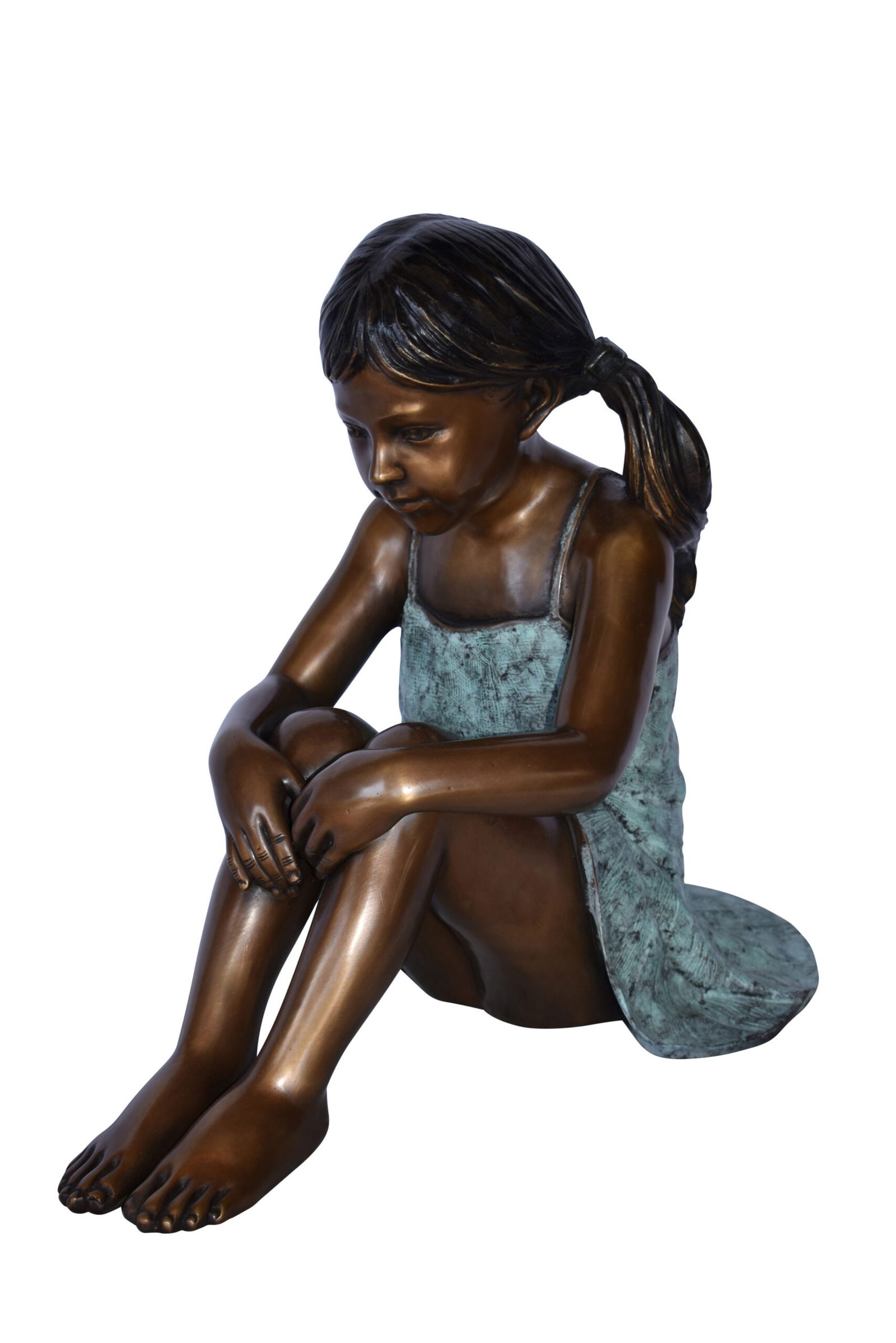 Girl Sitting on The Ground Enjoying the Sun Bronze Statues  22" x 15" x 19"H (1 of 11)