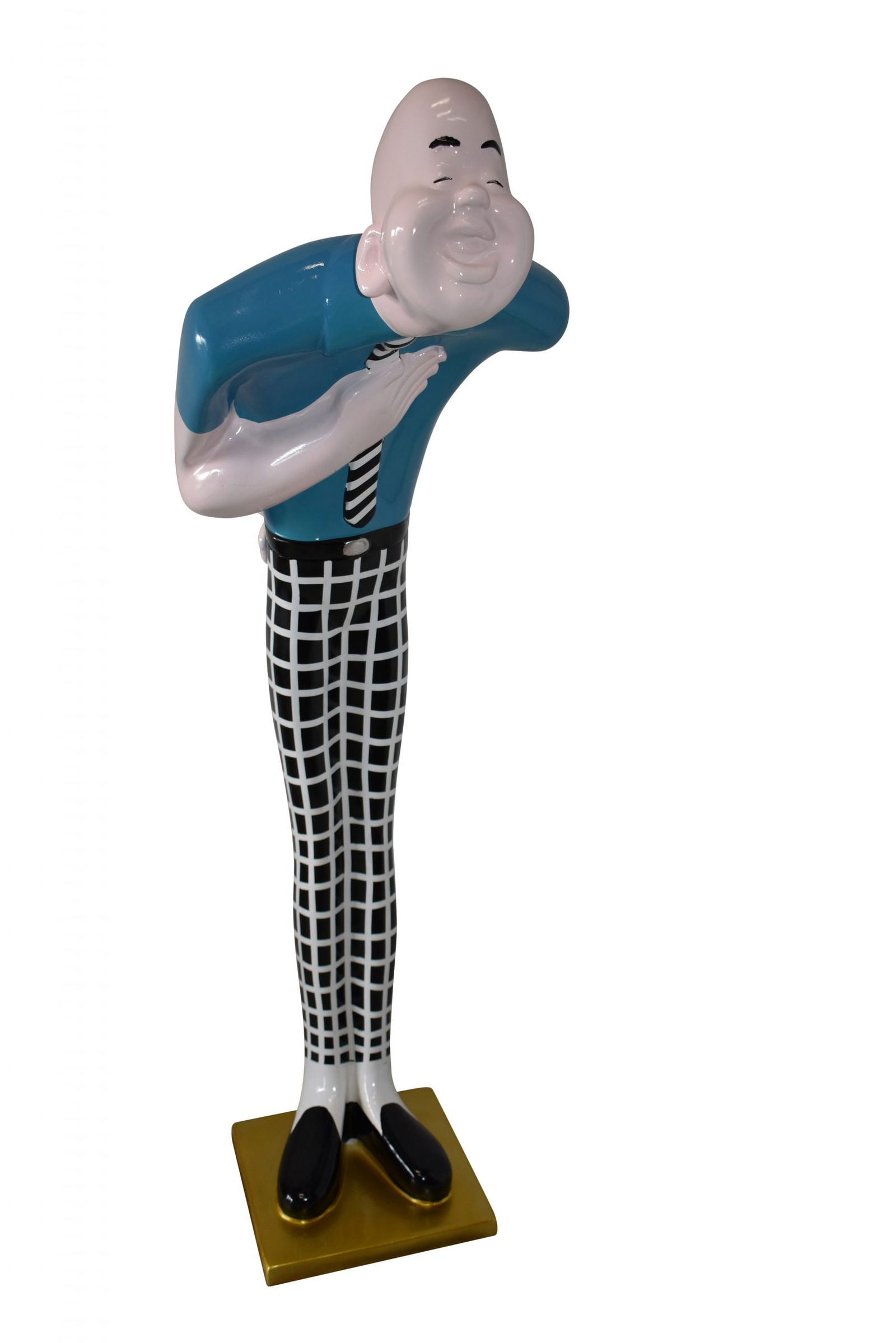 Life Size Male Butler, host statue Made of Resin Size: 15" x 26" x 58"H: Enjoy this Life Size Male Butler, host statue Made of Resin. This modern abstract would be a great addition to your home. Resin casting is a method of plastic casting where a mold is filled with a liq