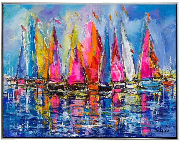 Sails of Color, limited edition embellished giclee on canvas by Duaiv, 31x25: Sails of Color, A Wall Art Painting by Duaiv, limited edition embellished giclee on canvas. Signed on canvas. Duaiv creates paintings that transcend the boundaries of expressionism and impressionism.