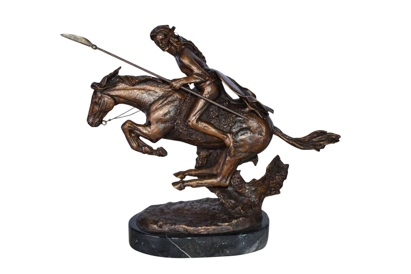 Cheyenne Remington Replica Bronze Statue on a  Marble Size: 12" x 4" x 12"H (1 of 12)