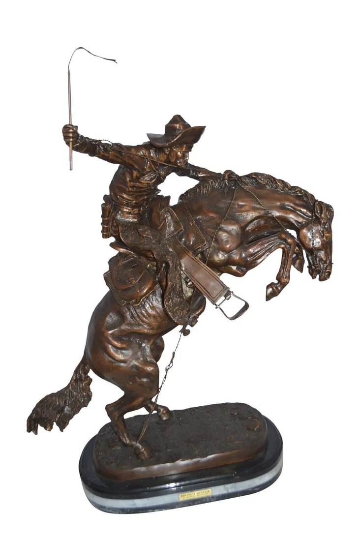 Jumbo Bronco Buster  by Remington Bronze Statue -  Size: 19"L x 11"W x 36"H. (1 of 10)