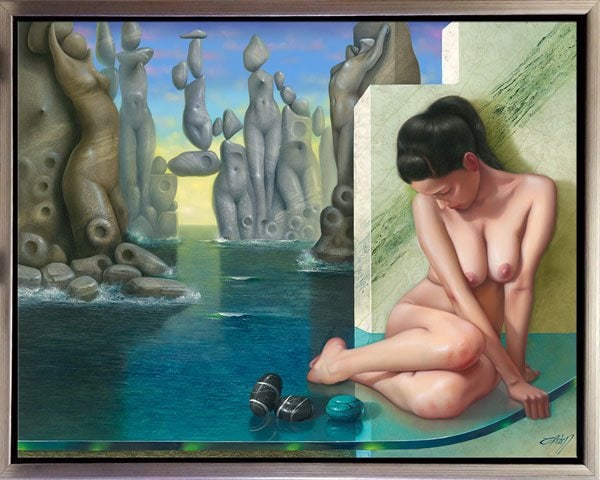 Formas Divinas, Nude Art, limited edition giclee by Nelson Calderon, 38x30: Formas Divinas, Nude Art, A Wall Art Painting by Nelson Calderon, limited edition giclee on canvas. Hand signed by artist. Mr. Calderon, Born on the 20th of August 1966, in the city of Tarma. Studied 