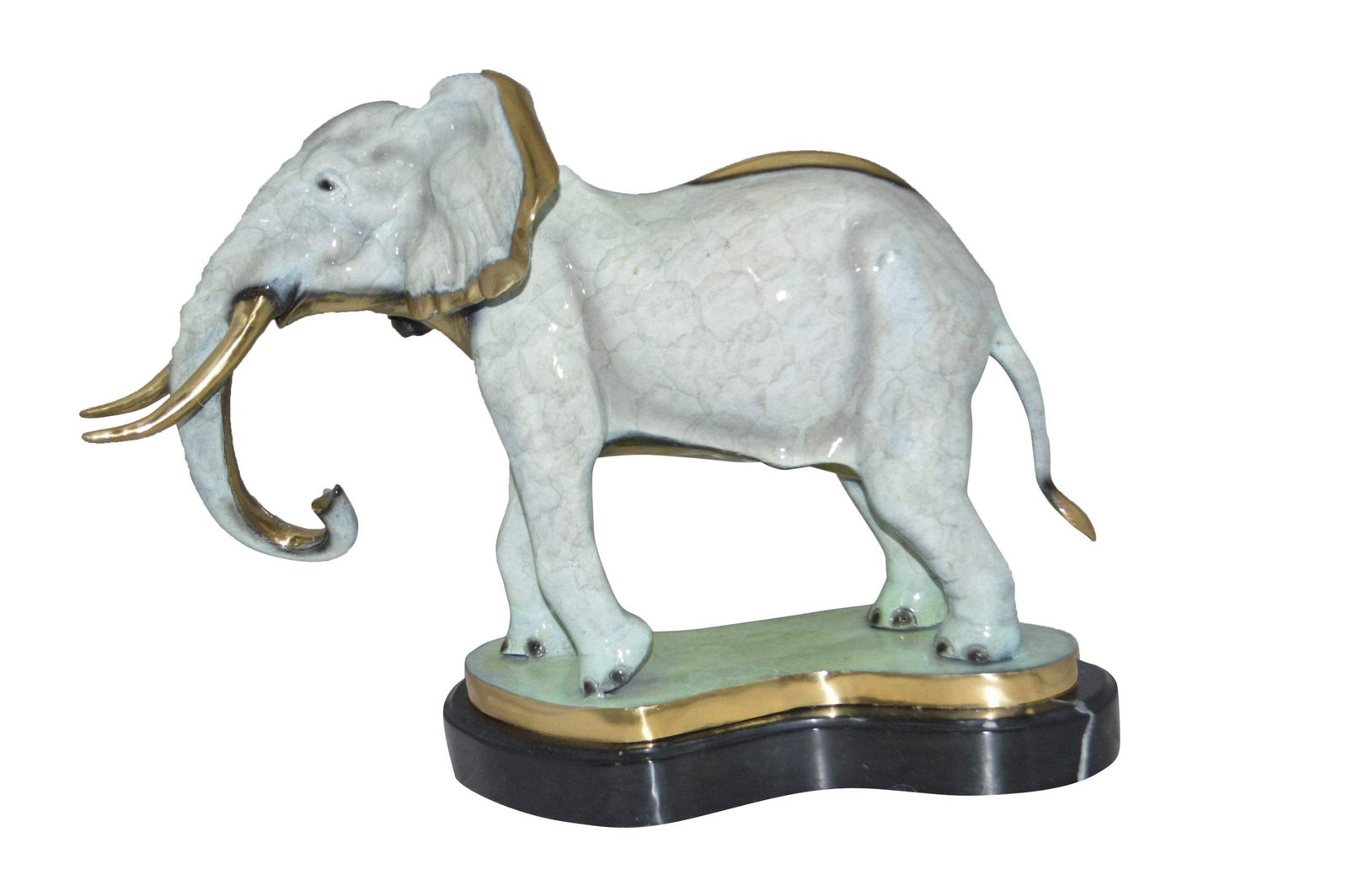 Elephant trunk Down Bronze Statue - Size: 28"L x 12"W x 17"H. (1 of 10)