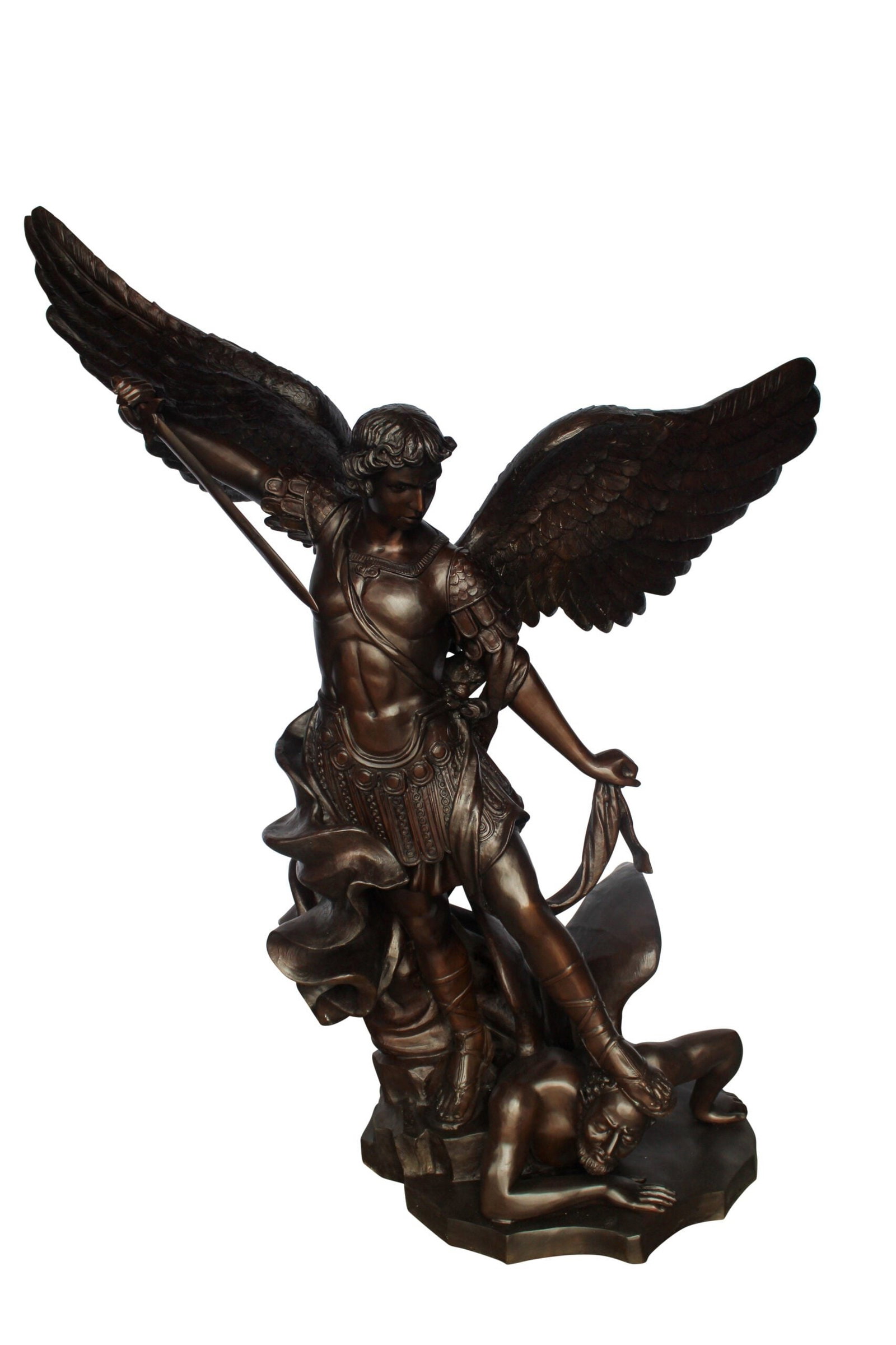 Giant Bronze Statue of Archangel Michael Slaying the Devil 54" x 32" x 68"H (1 of 10)