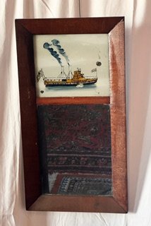 19th C Trumeau Mirror Mahogany Reverse Glass Painted (1 of 11)